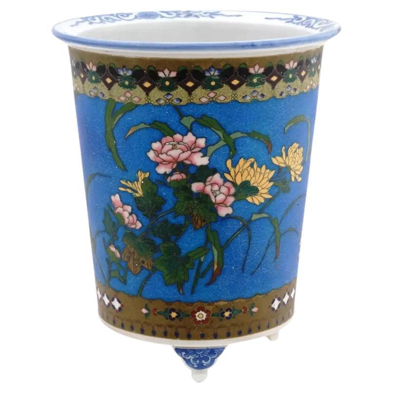 Jardinière japonaise Meiji en porcelaine cloisonnée en vente