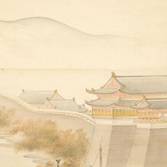 Japanese Meiji Riverside Scroll Painting, c. 1900