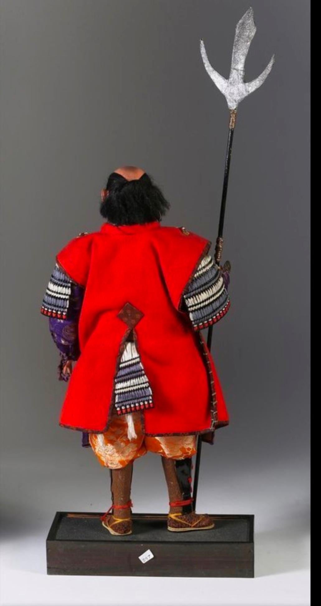 Late 19th Century Japanese Meiji Samurai Ningyo Doll of Kato Kiyomasa in Iki Style For Sale