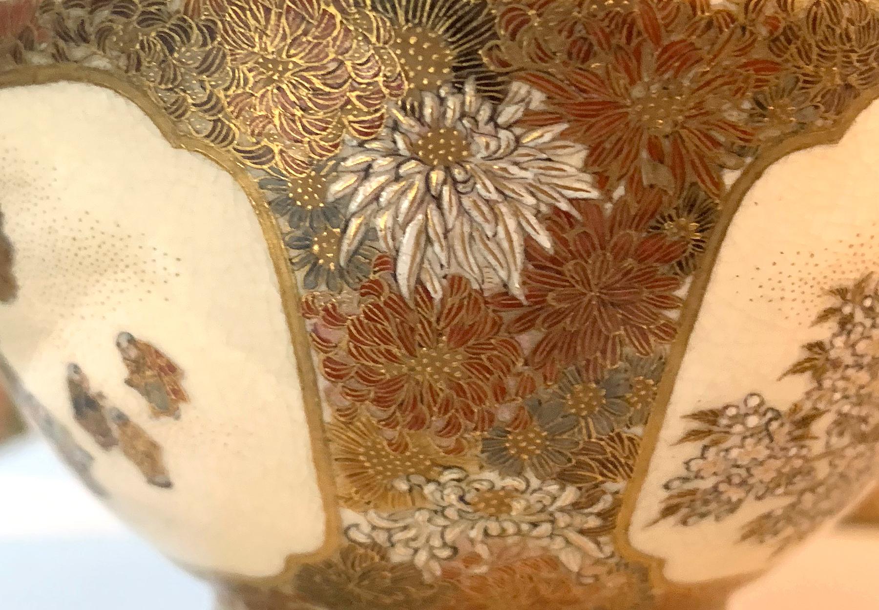 Ceramic Japanese Meiji Satsuma Bud Vase Yabu Meizan