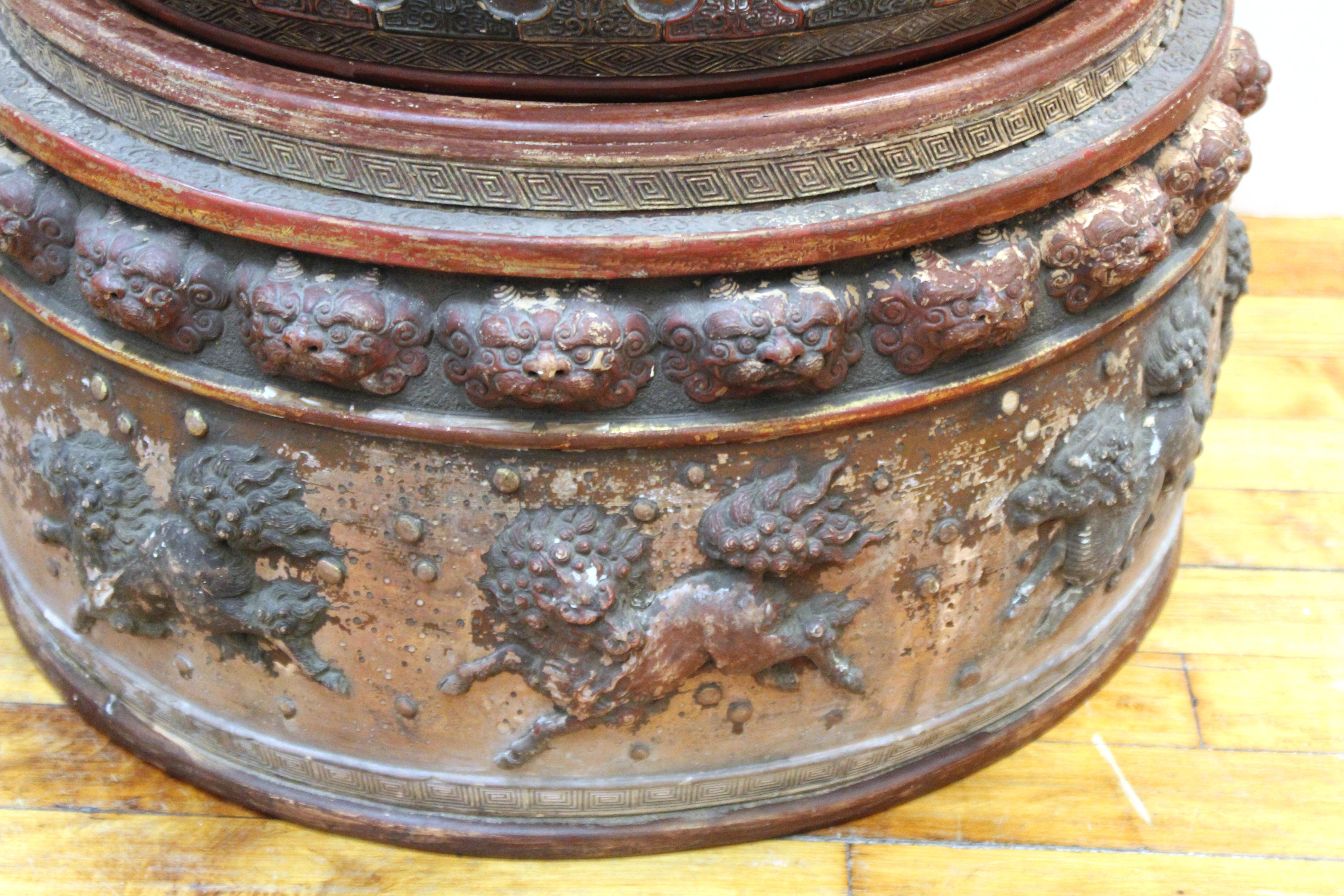 Japanese Meiji Satsuma Polychrome Monumental Lidded Vase on Stand 8