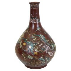Japanese Meiji Satsuma Vase with Frogs at War
