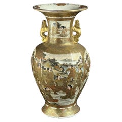 Japanese Meiji Satsuma Vase with Samurai Scenes - Kinkozan Style, Hand-Painted