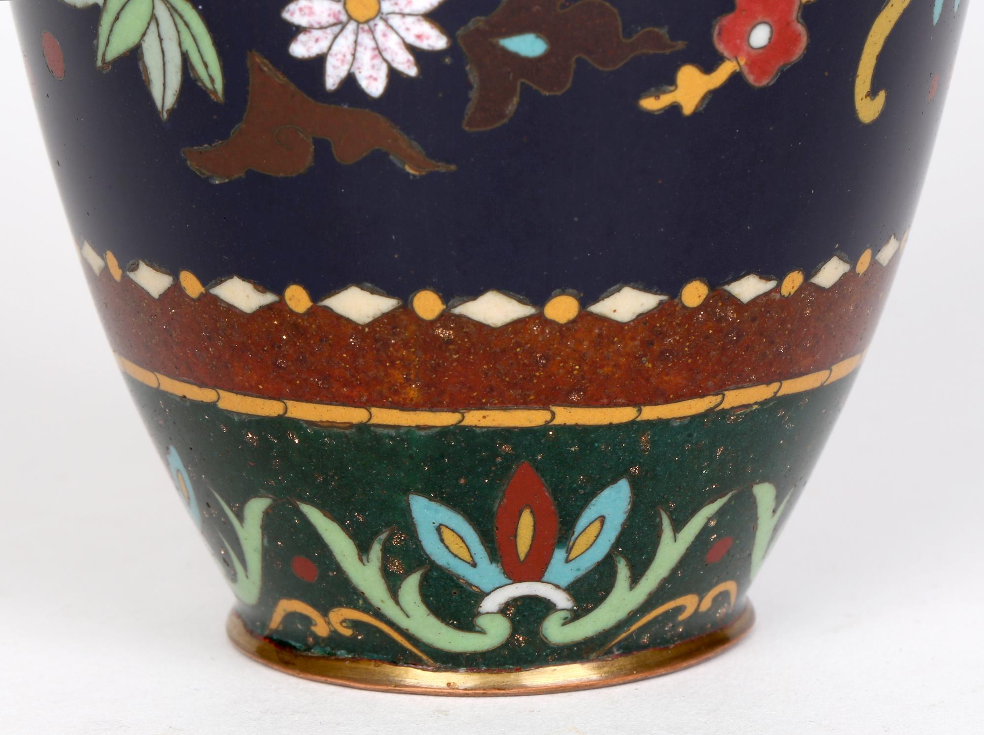 19th Century Japanese Meiji Scrolling Floral Design Cloisonne Vase