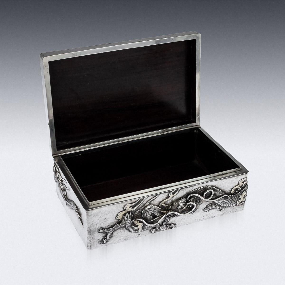 Japanese Meiji Silver Dragon Box, Samurai Shokai, circa 1900 1