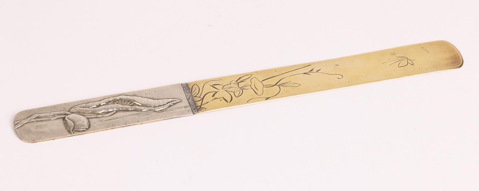 Japanese Meiji Silver Mounted Brass Letter Opener  For Sale 5