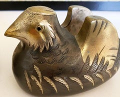 Japanese Mid 20th Century Steel with Inlaid Brass Screen Holder Ducks