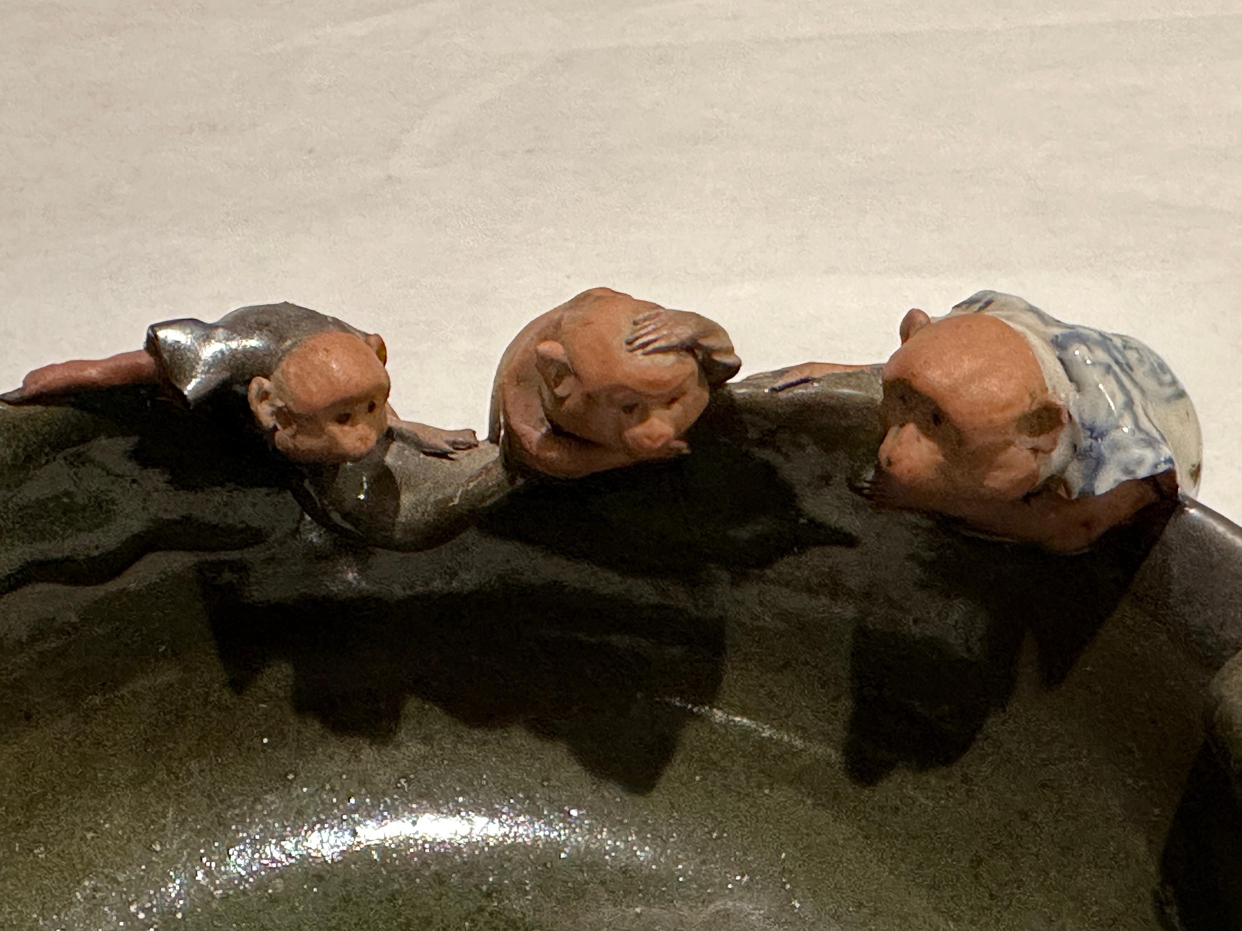 Japonisme Japanese Meiji Sumida Gawa Bowl With Monkeys