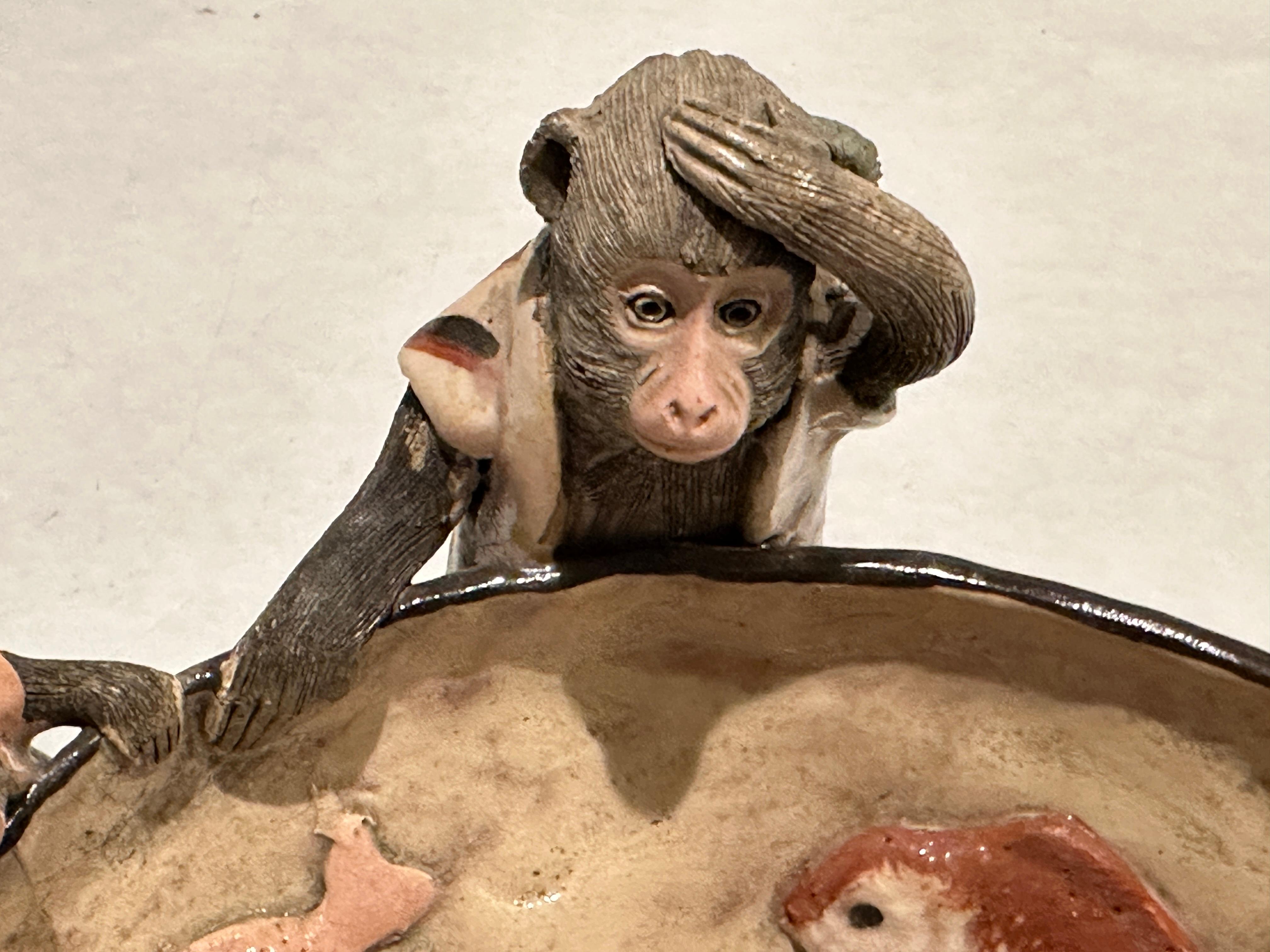 Japanese Meiji Sumida Gawa Bowl With Monkeys 2