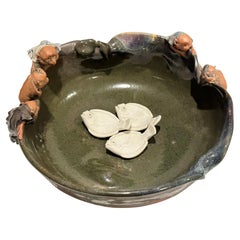 Antique Japanese Meiji Sumida Gawa Bowl With Monkeys