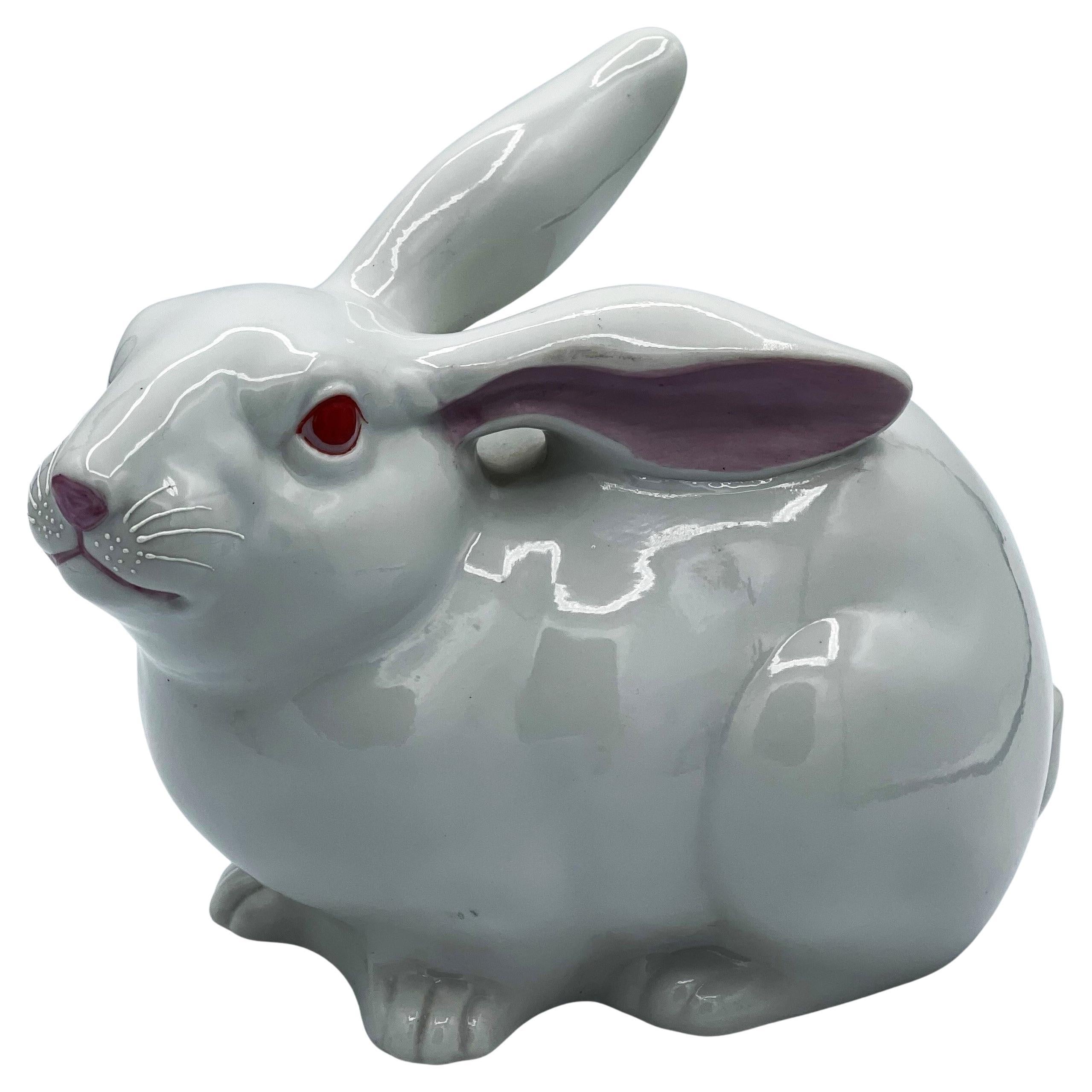 Japanese Meiji-Taisho Period Kutani Porcelain Figurine of a Rabbit, Circa 1920