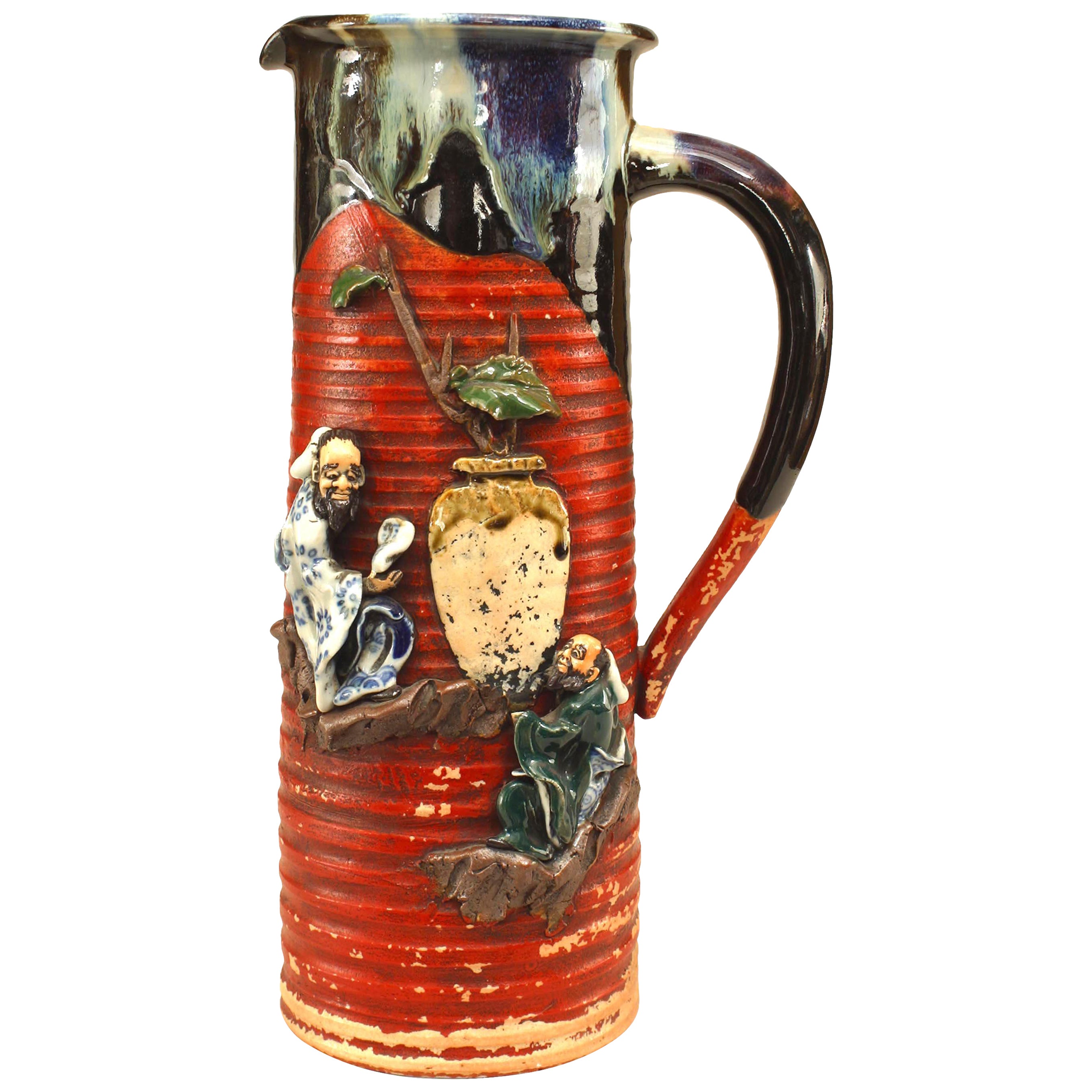Japanese Meiji Terra Cotta Pitcher