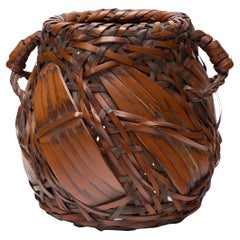 Japanese Meiji Twisted Ikebana Basket