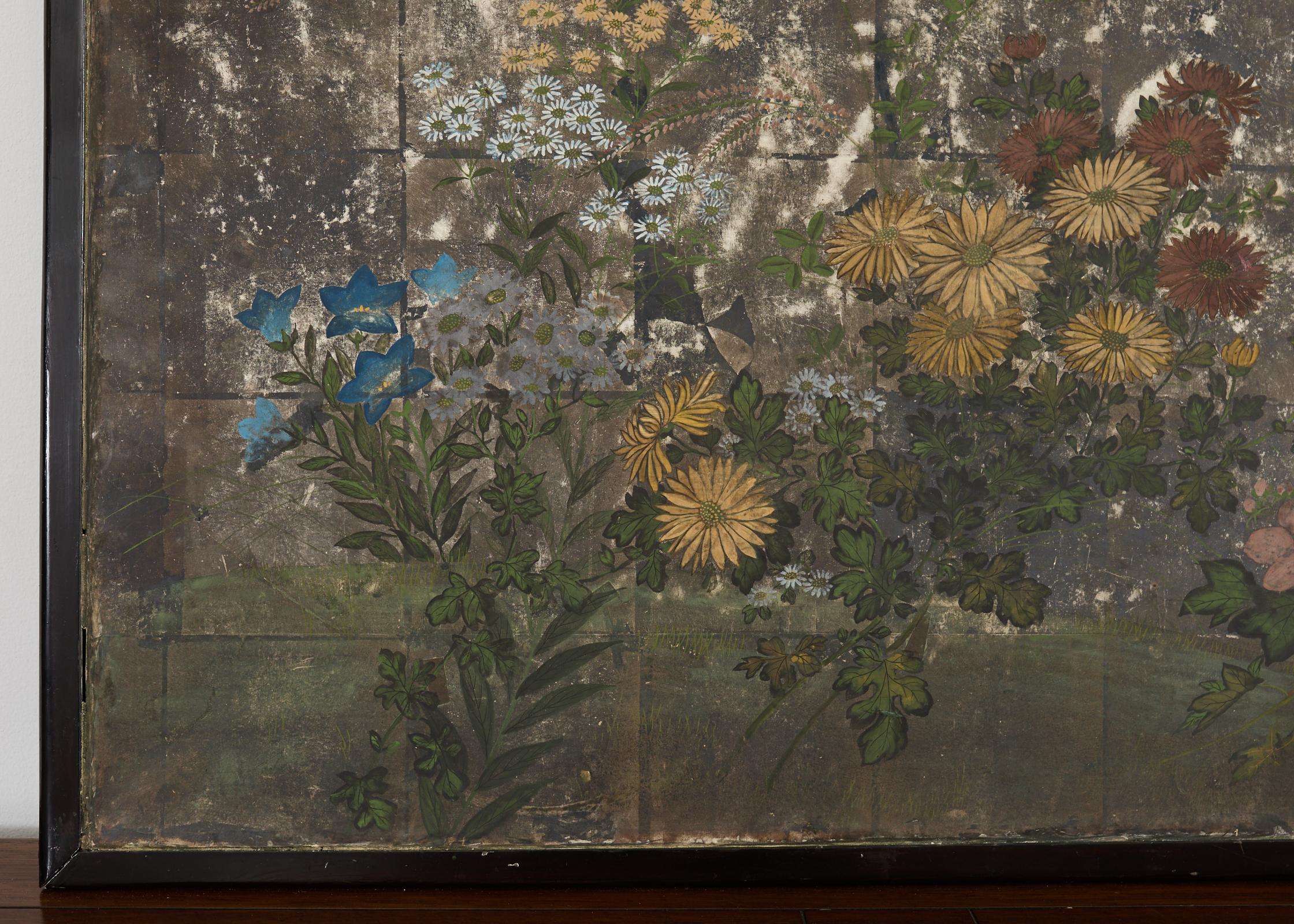 Zweiteiliger japanischer Meiji-Raumteiler mit Blumen-Herbstpflanzgefäßen im Angebot 4