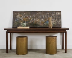 Japanese Meiji Two Panel Screen Flowering Autumn Plants