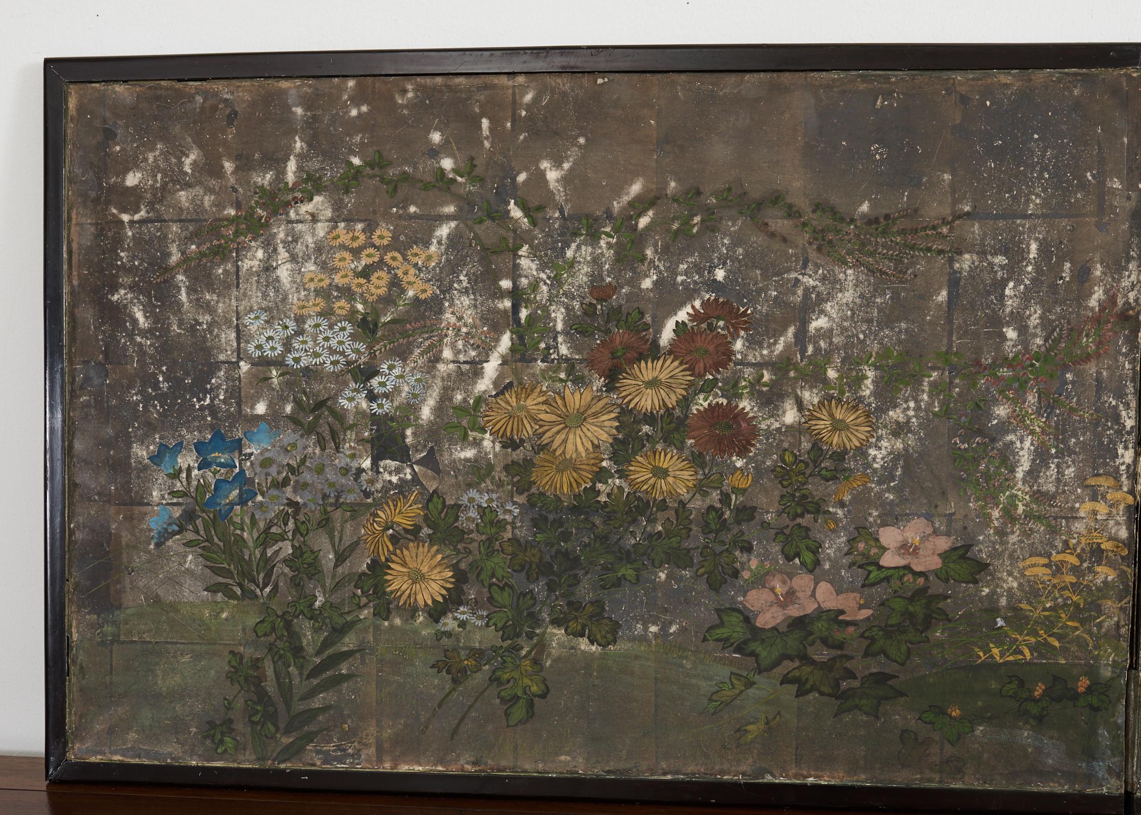 Zweiteiliger japanischer Meiji-Raumteiler mit Blumen-Herbstpflanzgefäßen (Meiji-Periode) im Angebot