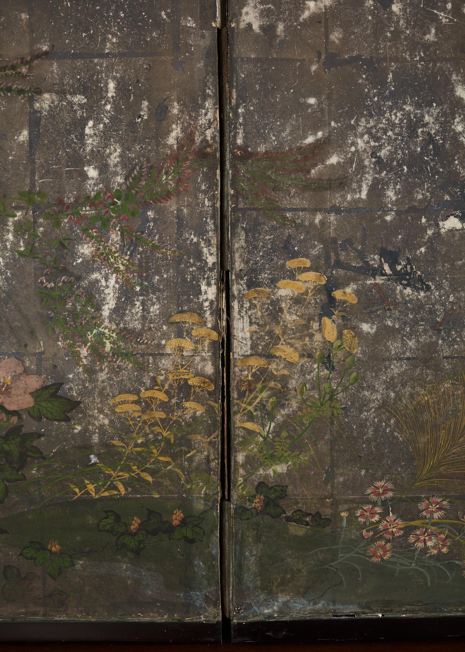 Zweiteiliger japanischer Meiji-Raumteiler mit Blumen-Herbstpflanzgefäßen (19. Jahrhundert) im Angebot