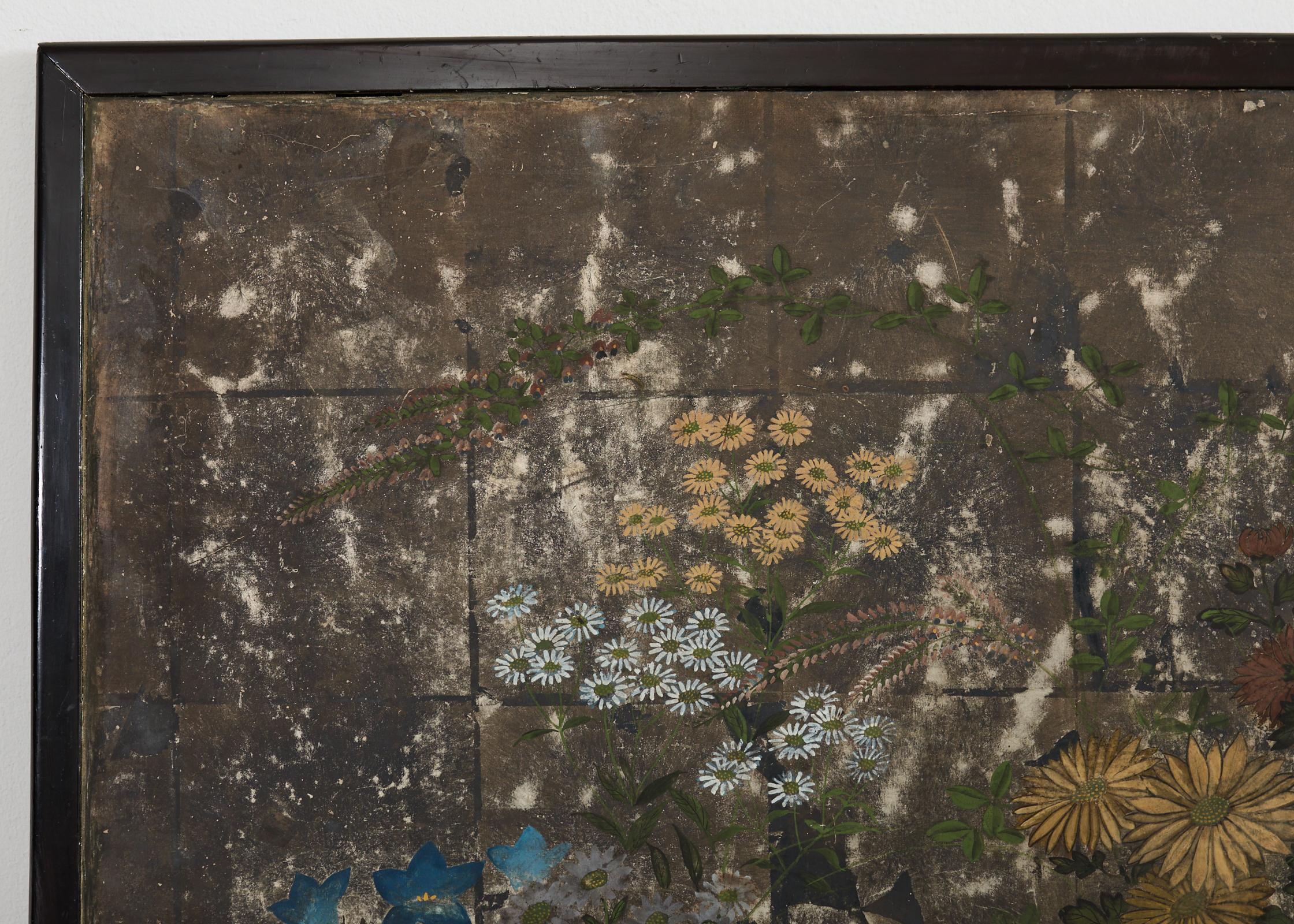 Zweiteiliger japanischer Meiji-Raumteiler mit Blumen-Herbstpflanzgefäßen im Angebot 1