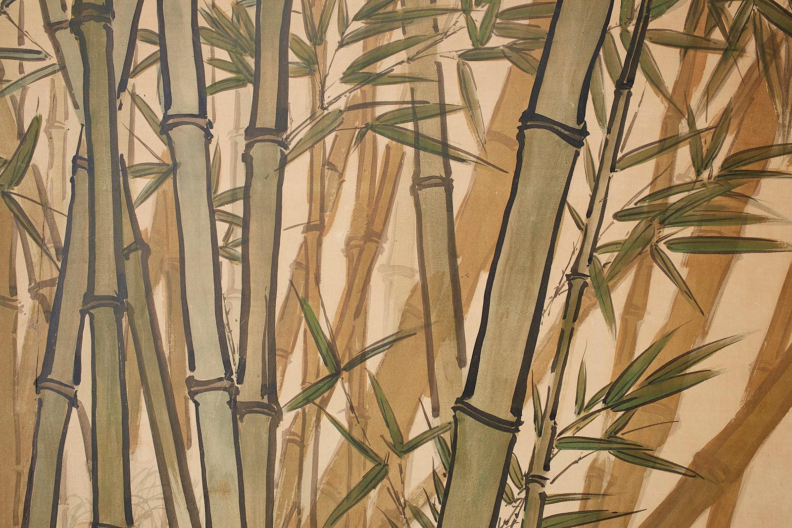 Japanese Meiji Two-Panel Screen Tiger and Bamboo 6