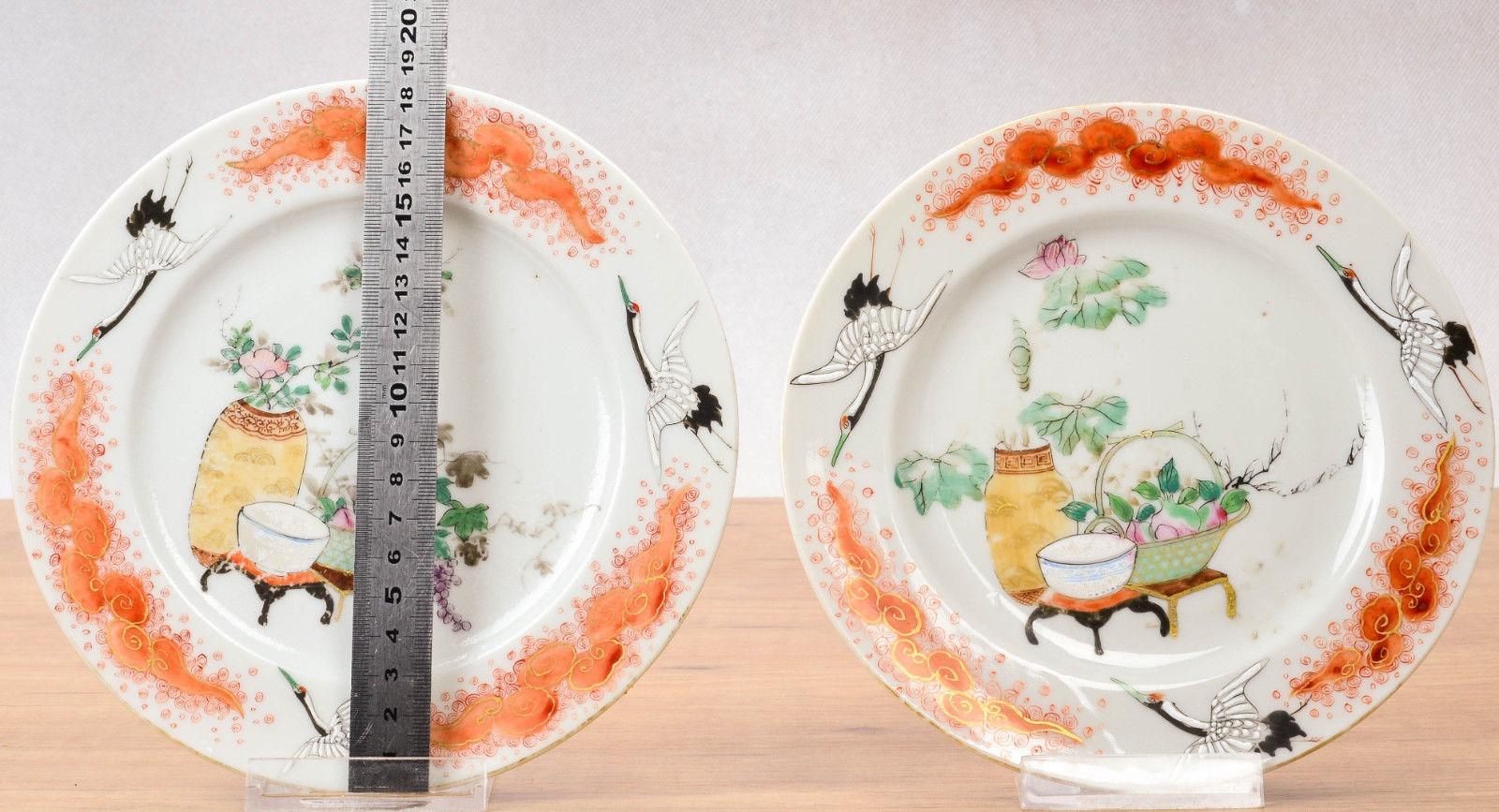 19th Century Japanese Meiji Yokohama Imura Marked Bottom Crane Plate For Sale