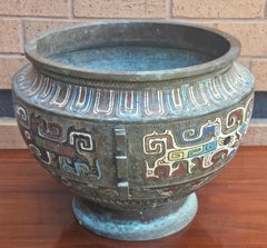 Jardiniere giapponese Meiji Zoomorphic in bronzo smaltato a campione, 1870 circa