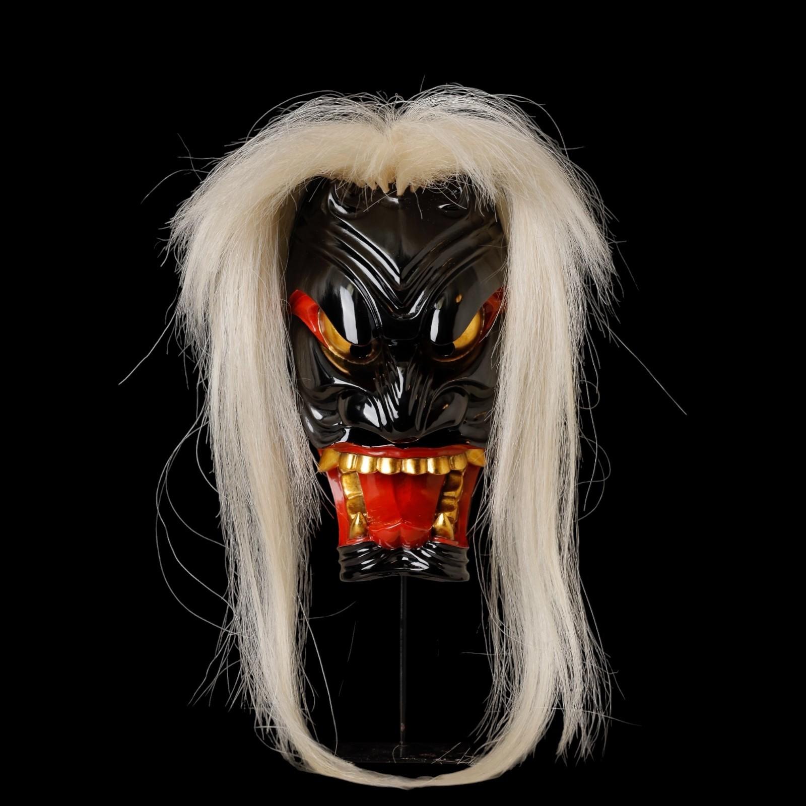 Japanische Menburyu-Maske: Fūryū-Charakter, signiert von Meisterschnitzer Kajiwara Ichiry im Angebot 6