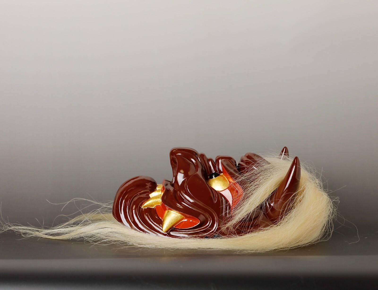 Japanische Menburyu-Maske: Fūryū-Charakter, signiert von Meisterschnitzer Kajiwara Ichiry im Angebot 7