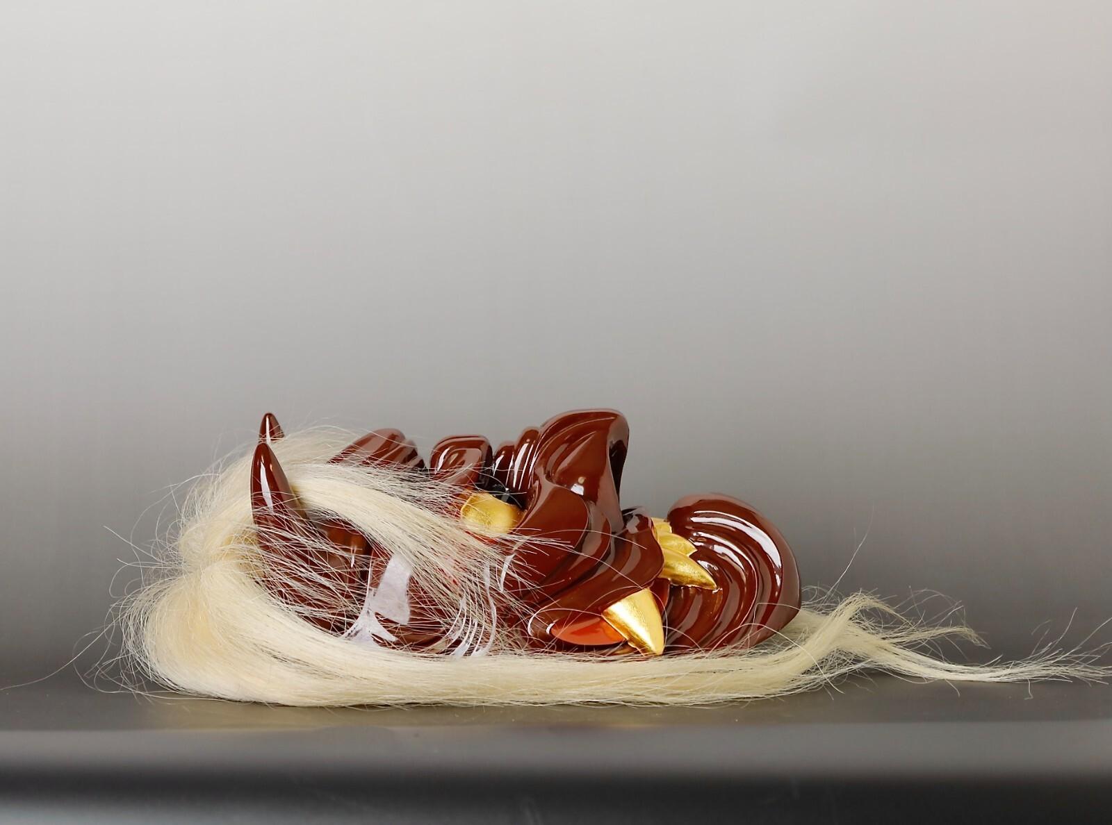 Japanische Menburyu-Maske: Fūryū-Charakter, signiert von Meisterschnitzer Kajiwara Ichiry im Angebot 8