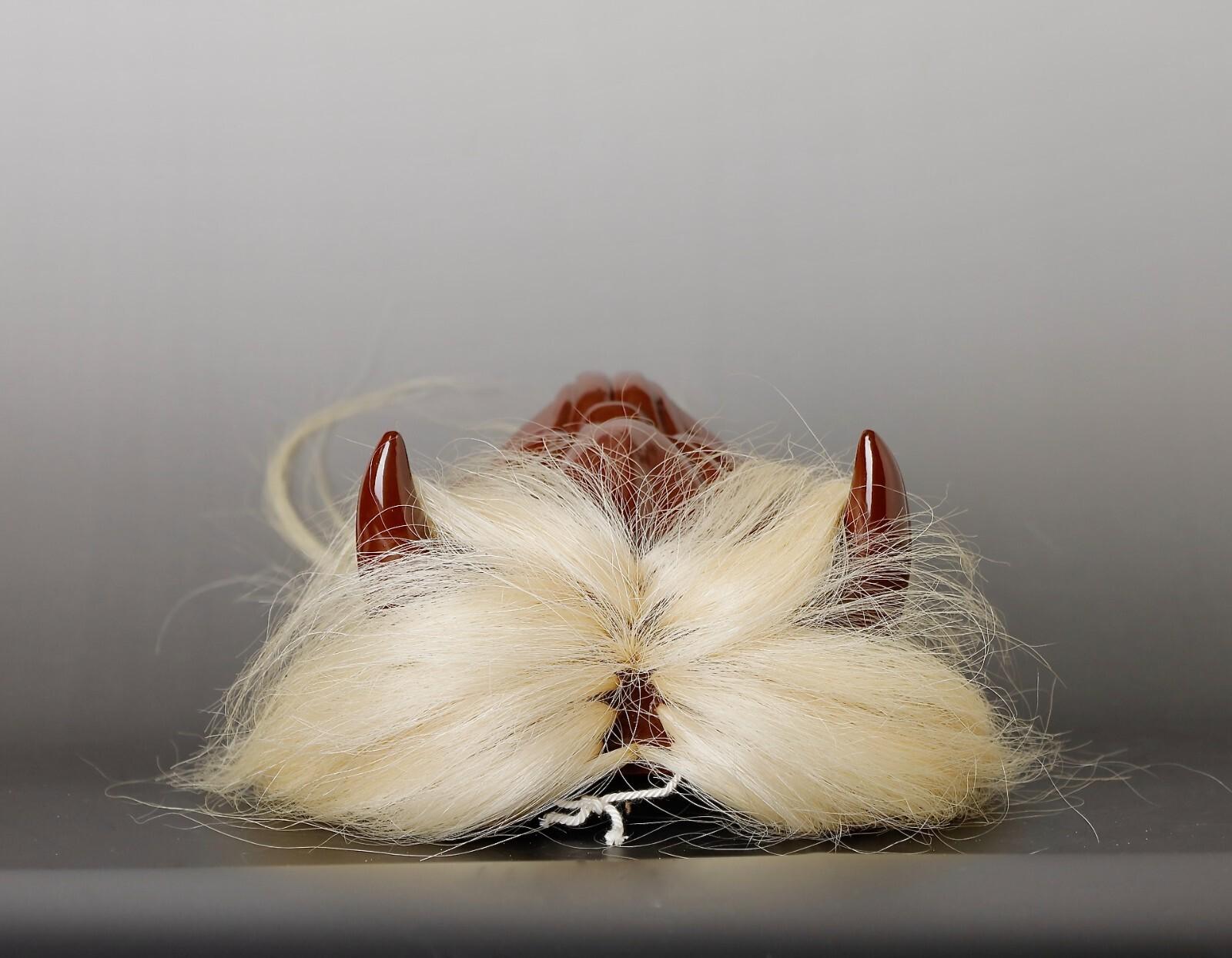 Japanische Menburyu-Maske: Fūryū-Charakter, signiert von Meisterschnitzer Kajiwara Ichiry im Angebot 9