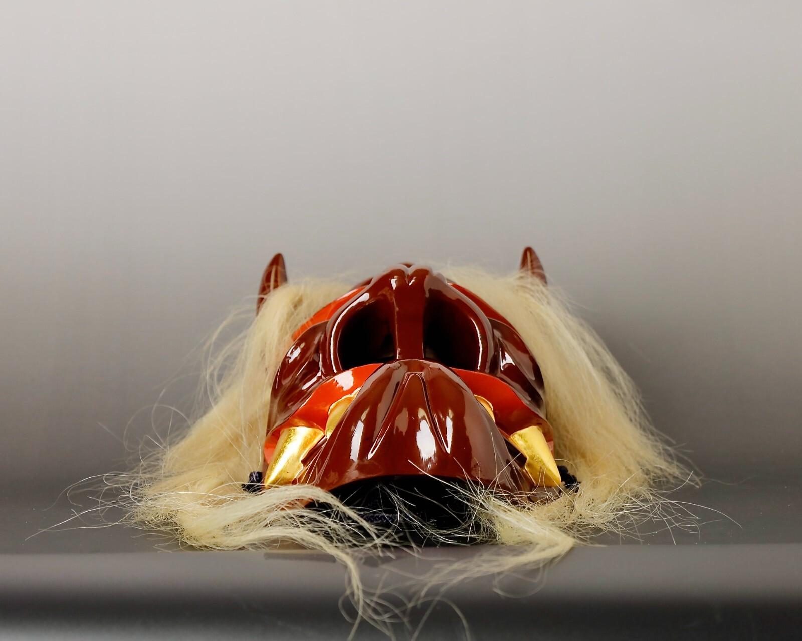 Japanische Menburyu-Maske: Fūryū-Charakter, signiert von Meisterschnitzer Kajiwara Ichiry im Angebot 10