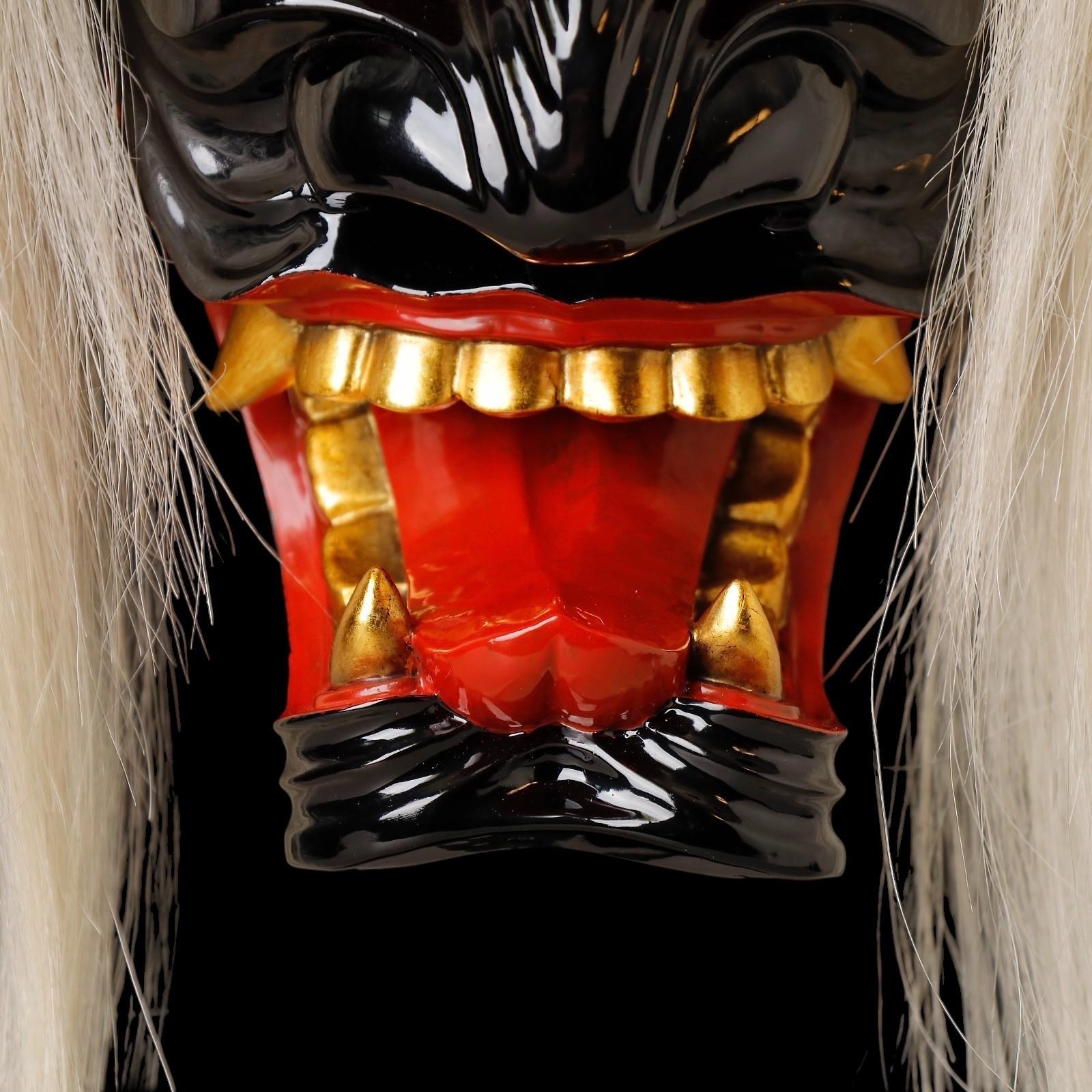 Japanische Menburyu-Maske: Fūryū-Charakter, signiert von Meisterschnitzer Kajiwara Ichiry im Angebot 1