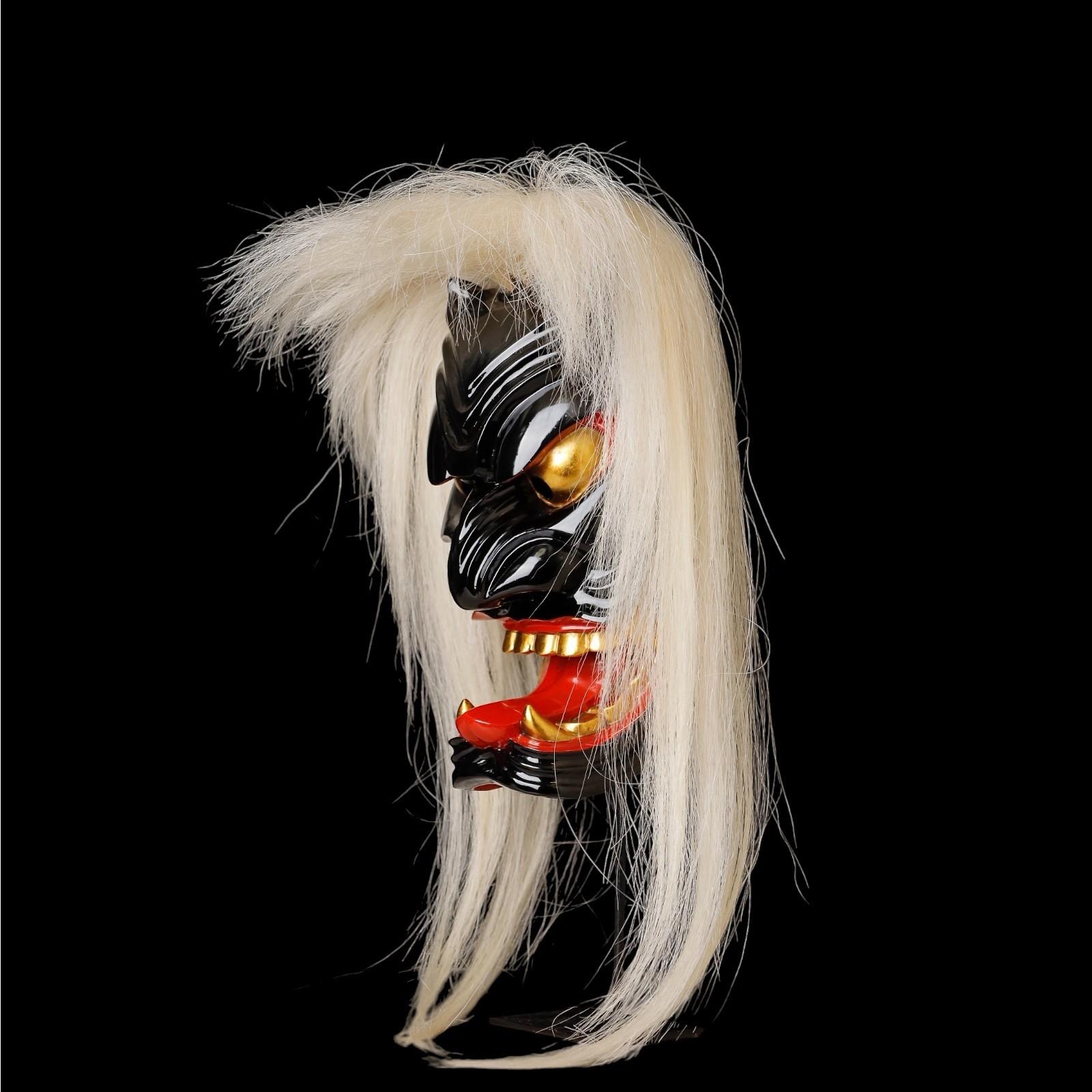 Japanische Menburyu-Maske: Fūryū-Charakter, signiert von Meisterschnitzer Kajiwara Ichiry im Angebot 2