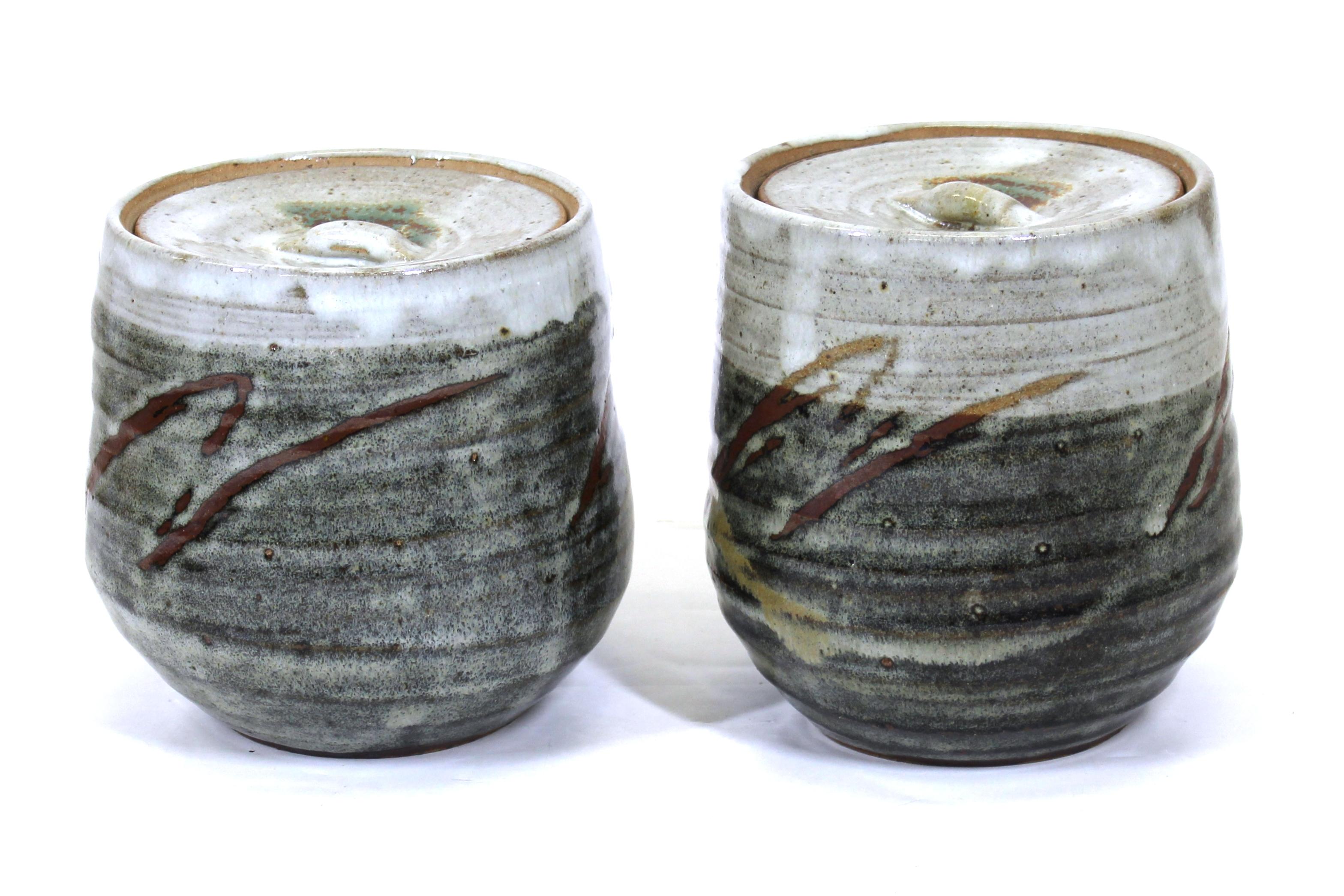 Japanese Mid-Century Art Studio Ceramic Jars In Good Condition In New York, NY