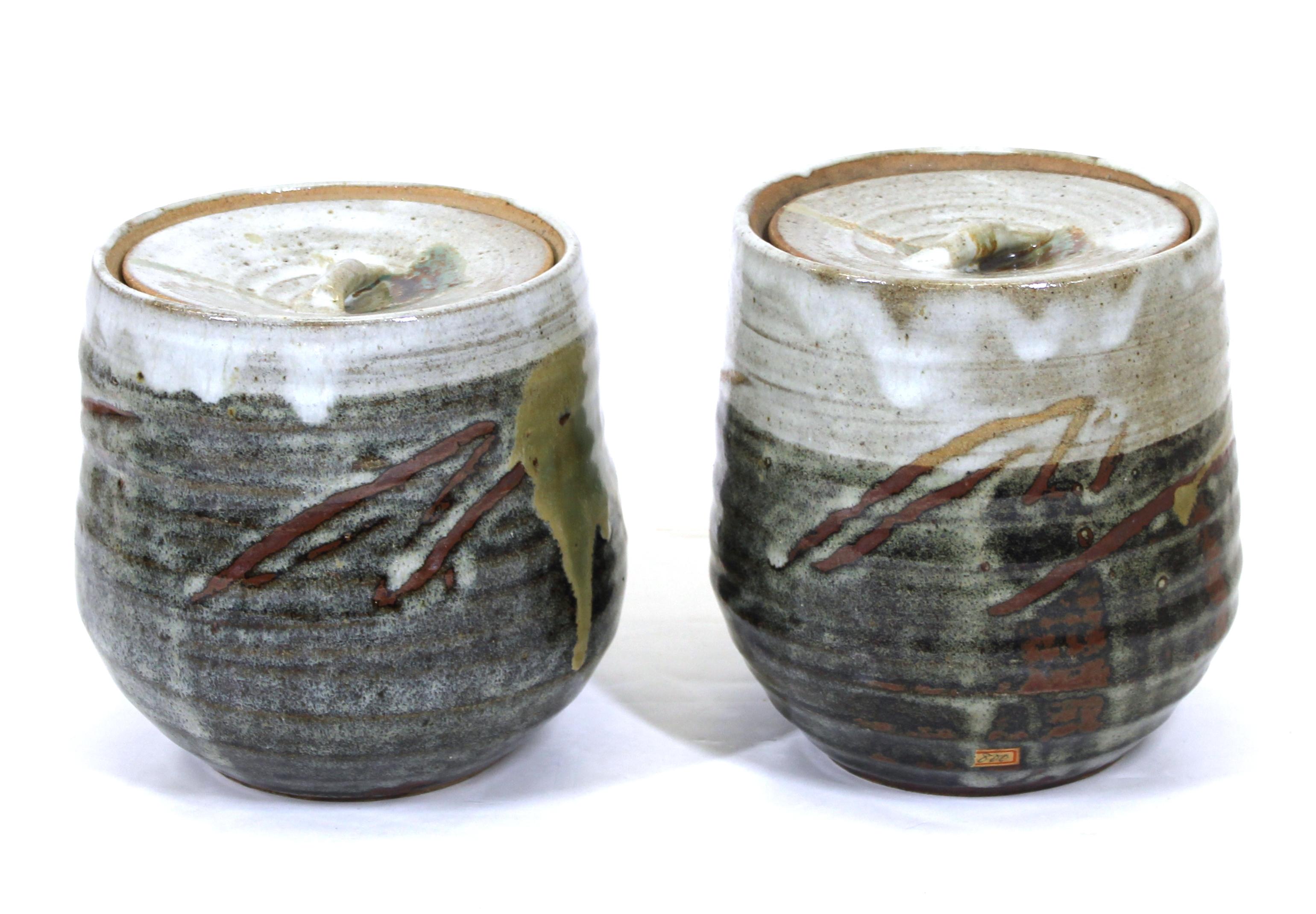 20th Century Japanese Mid-Century Art Studio Ceramic Jars
