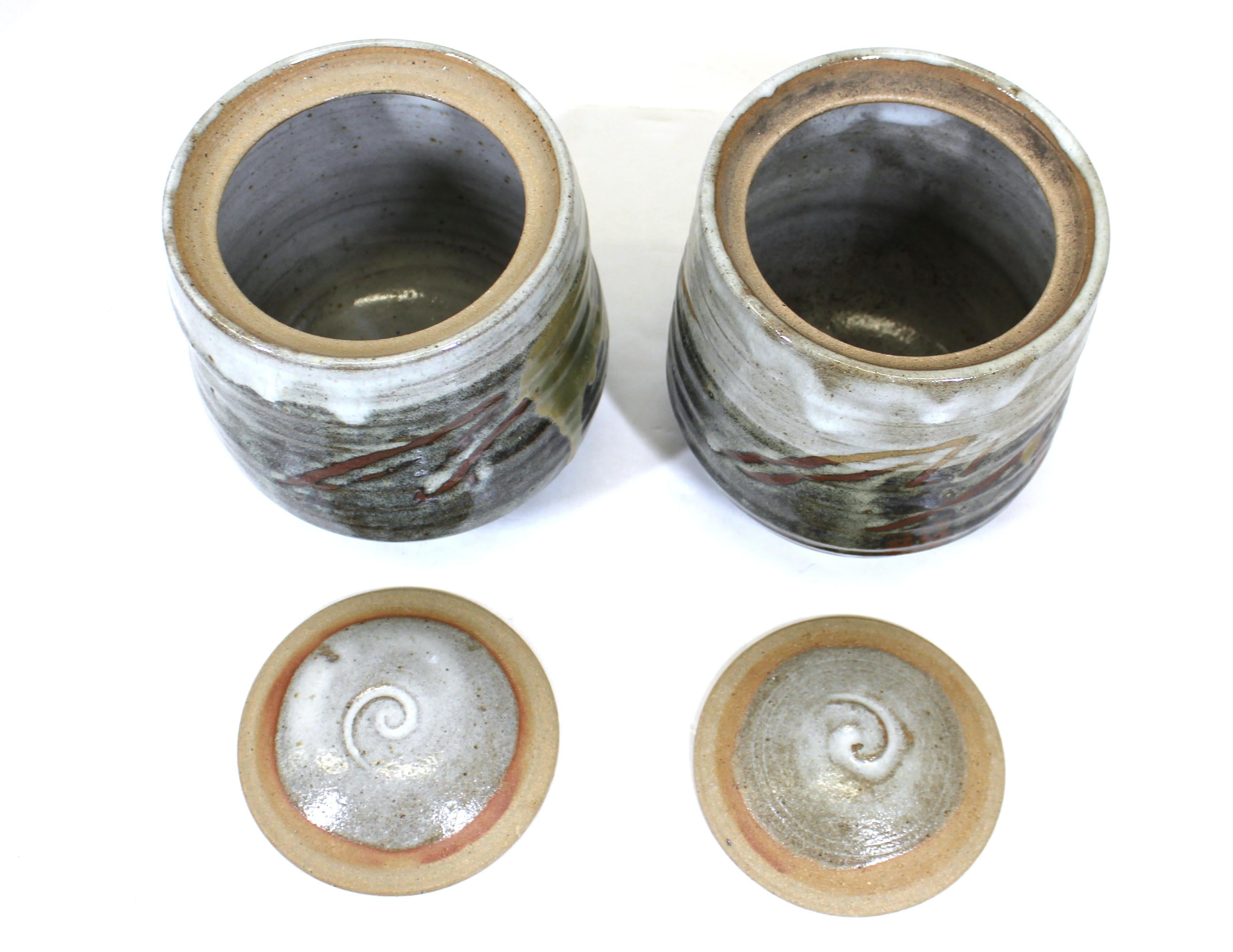 Japanese Mid-Century Art Studio Ceramic Jars 2