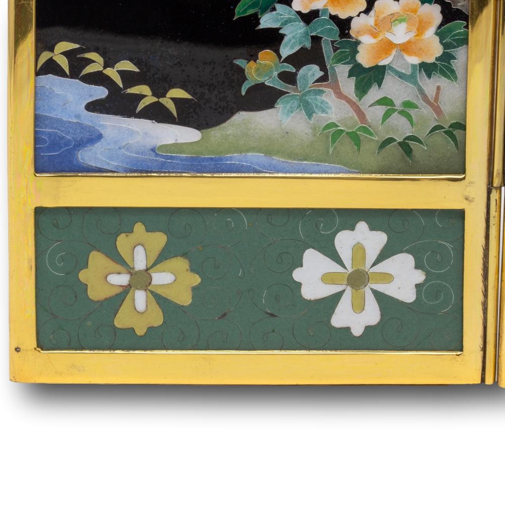 Japanischer Cloisonné-Emaille-Tischschirm aus der Mitte des Jahrhunderts von Inaba im Angebot 4