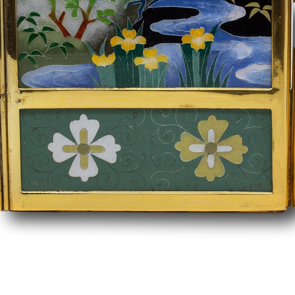 Japanischer Cloisonné-Emaille-Tischschirm aus der Mitte des Jahrhunderts von Inaba im Angebot 5