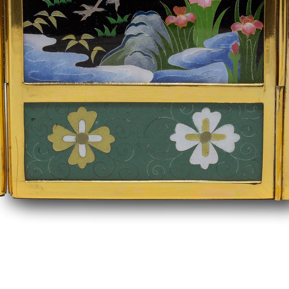 Japanischer Cloisonné-Emaille-Tischschirm aus der Mitte des Jahrhunderts von Inaba im Angebot 6