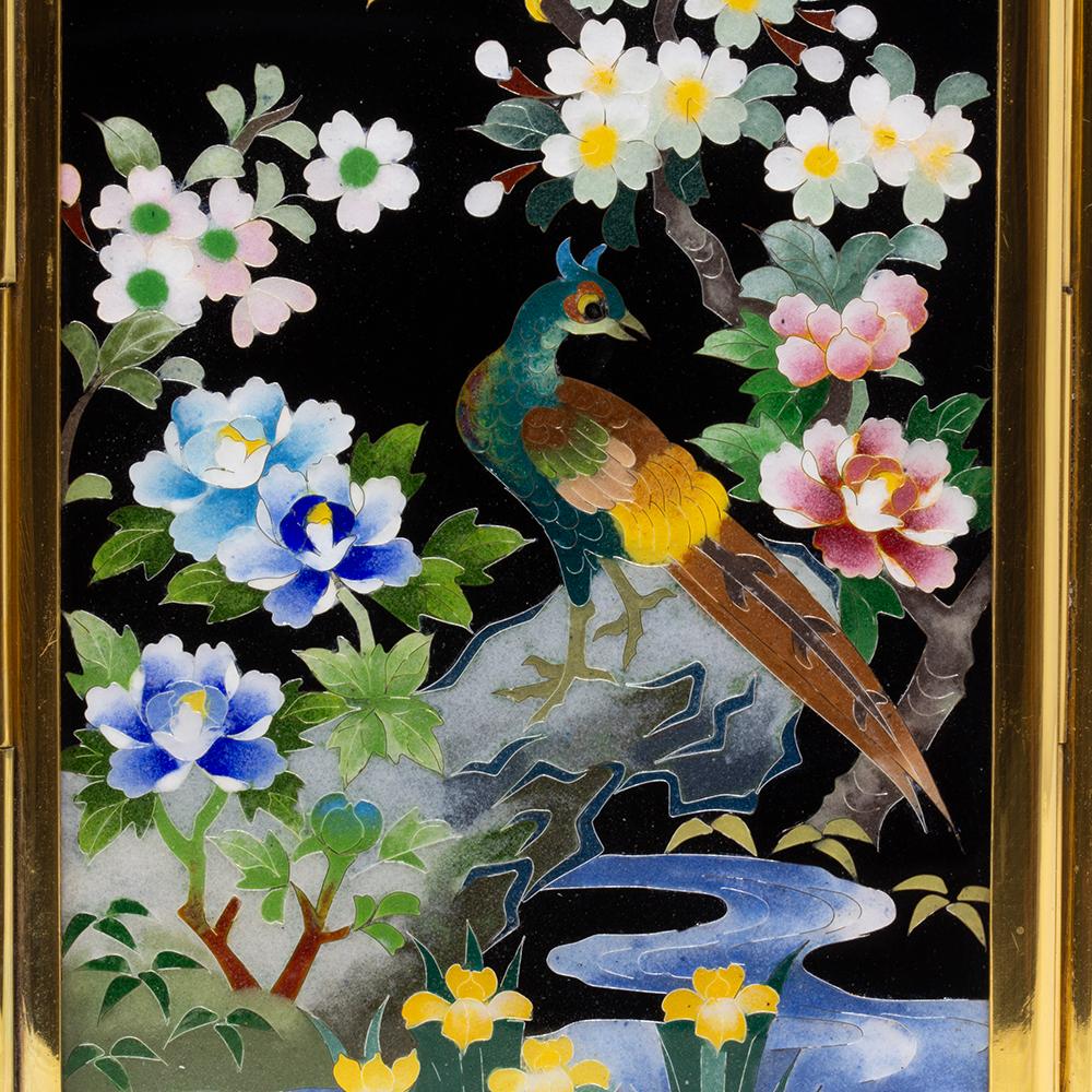 Japanischer Cloisonné-Emaille-Tischschirm aus der Mitte des Jahrhunderts von Inaba im Angebot 11