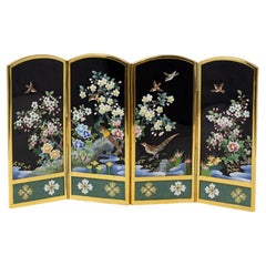 Japanese Mid-Century Cloisonne Enamel Table Screen by Inaba