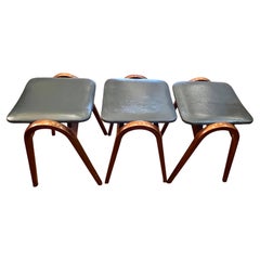 Japanese Mid Century Isamu Kenmochi Staking Stools for Akita Mokko Set of 3