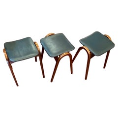 Japanese Mid Century Isamu Kenmochi Staking Stools for Akita Mokko Set of 3