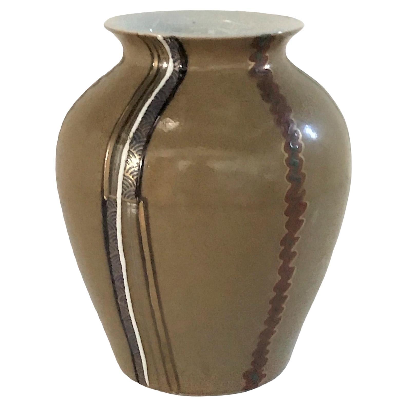 Japanese Mid Century Modern Ceramic Vase  For Sale