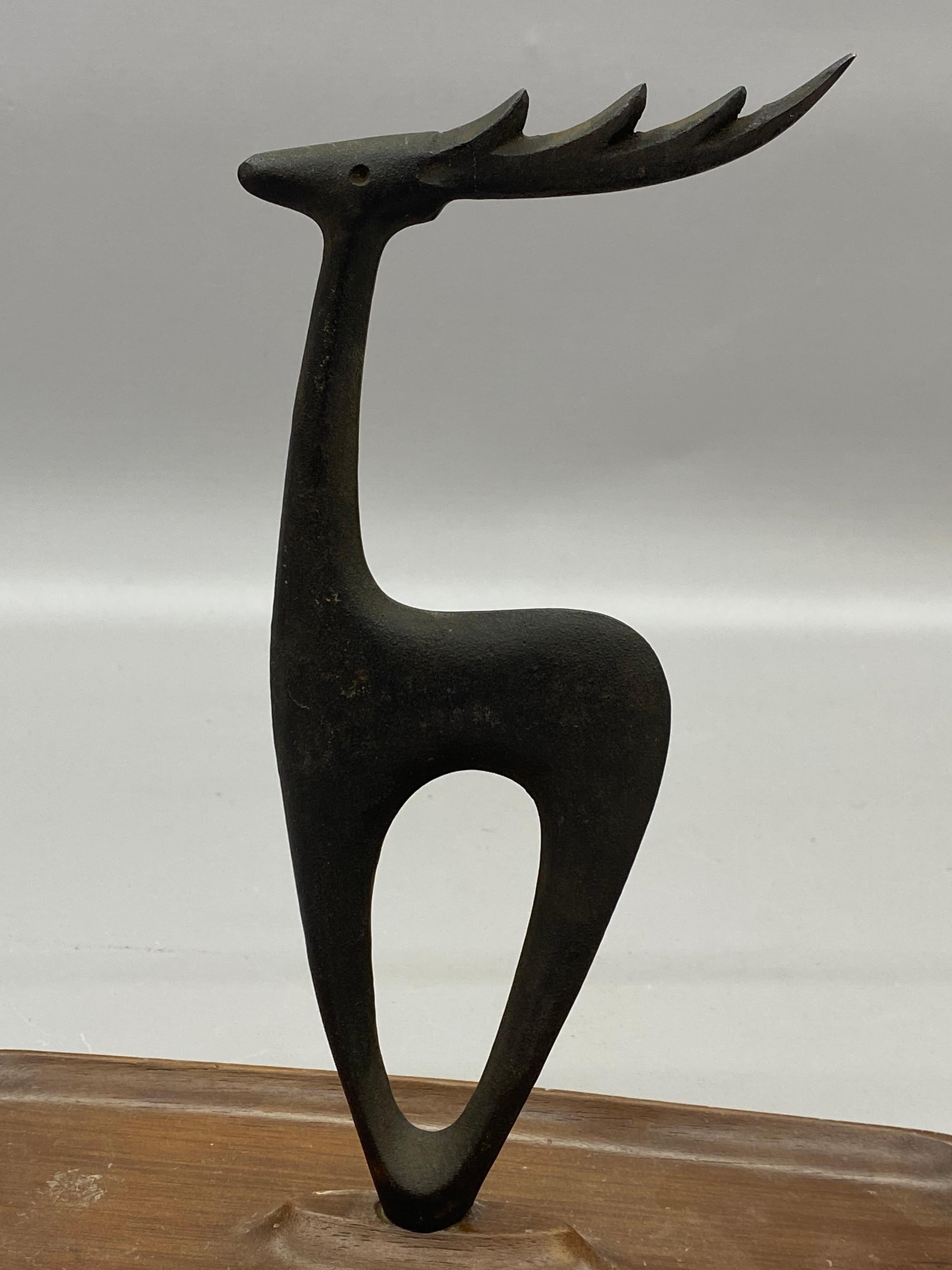 Cast Japanese Mid Century Modern iron Deer by Tadahiro Baba Nambu Tekki