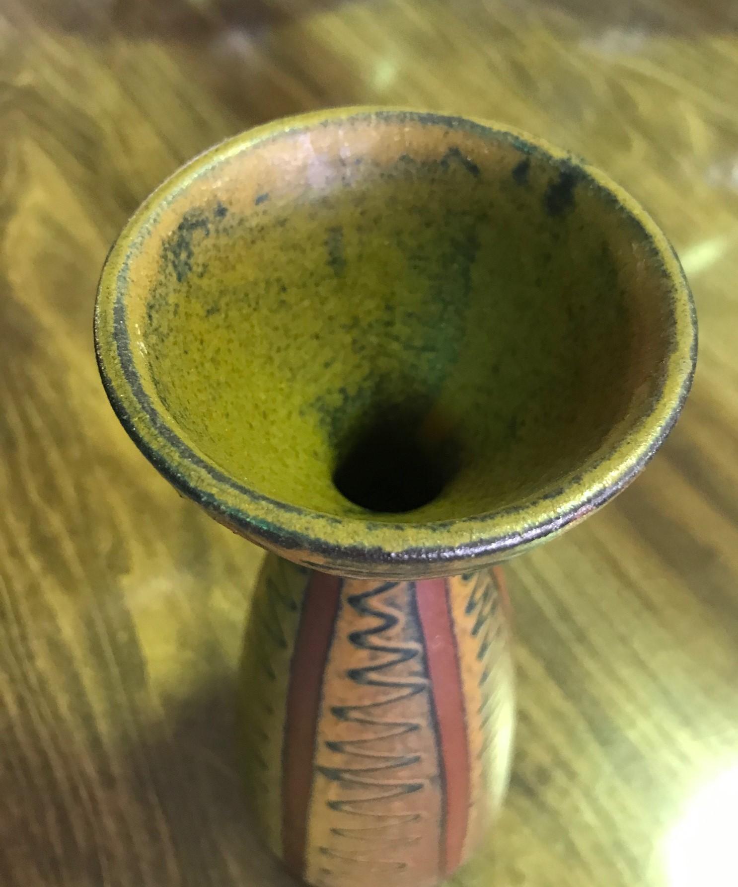 Mid-20th Century Japanese Mid-Century Modern Signed Ceramic Pottery Glazed Vase, circa 1950s
