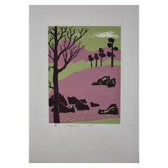Japanese Mid-Century Modern Woodblock Print by S. Nozaki