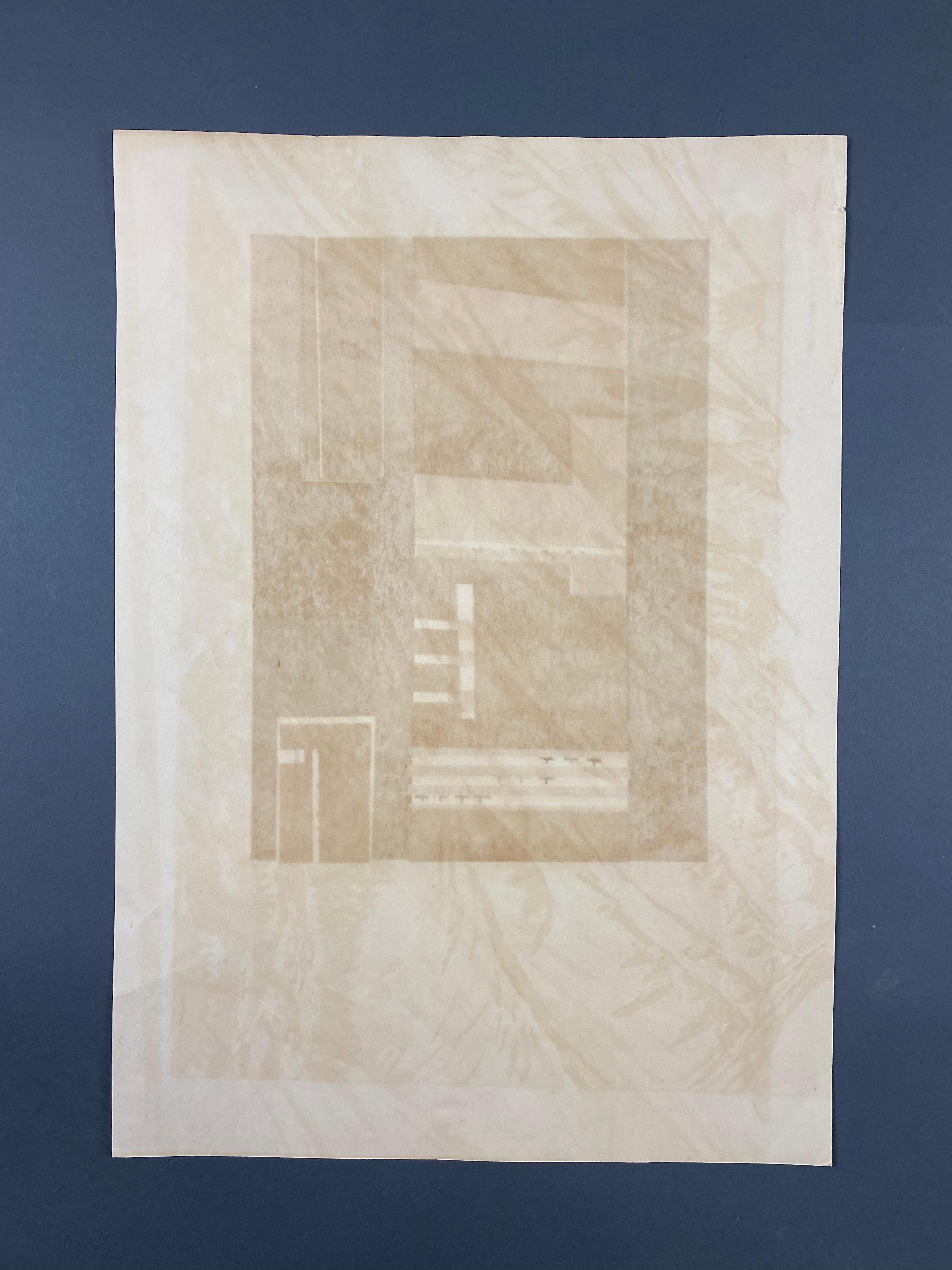 Paper Japanese Mid-Century Modern Woodblock Print by Tasuku Yoshida For Sale