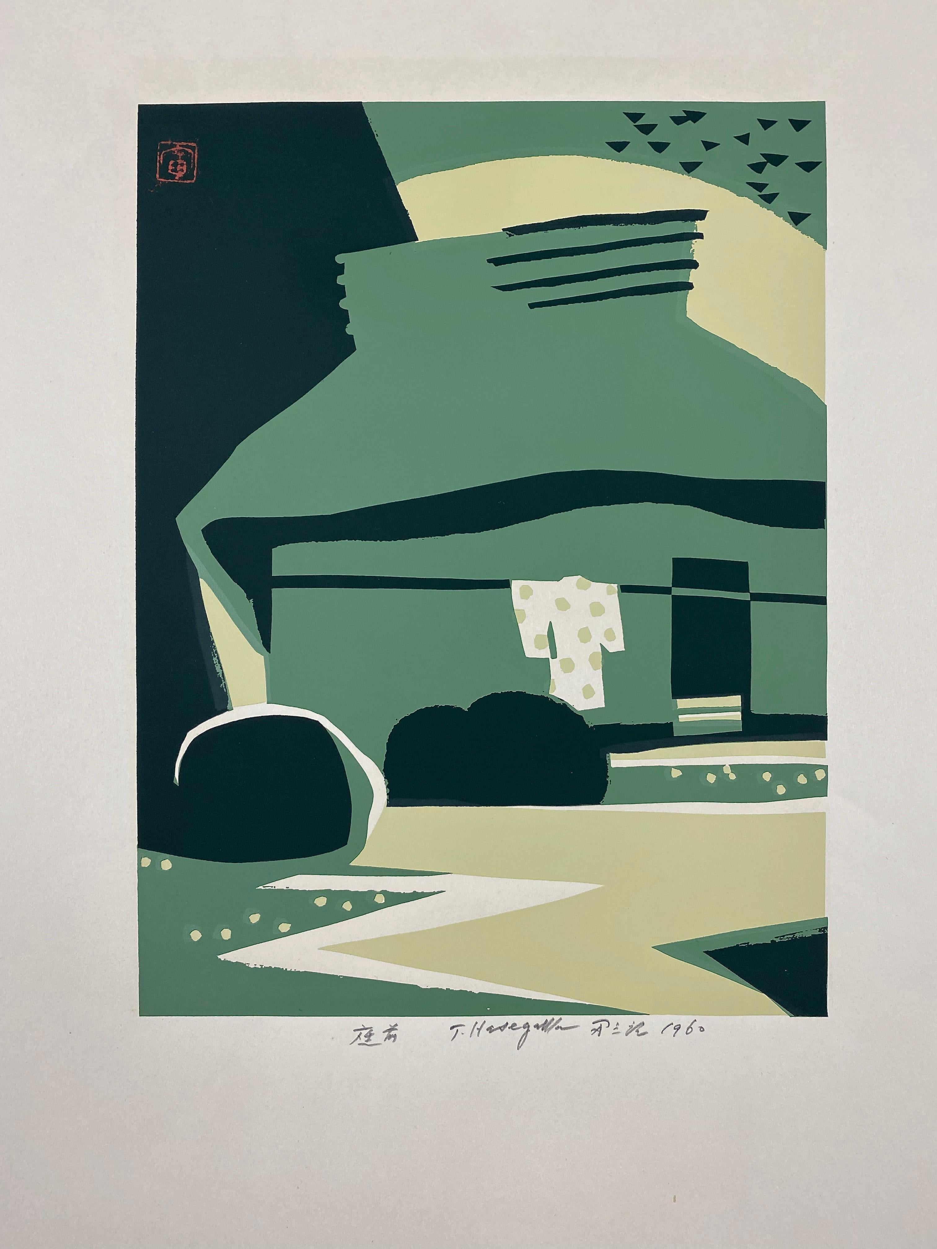 Paper Japanese Mid-Century Modern Woodblock Print by Tomizaburo Hasegawa For Sale