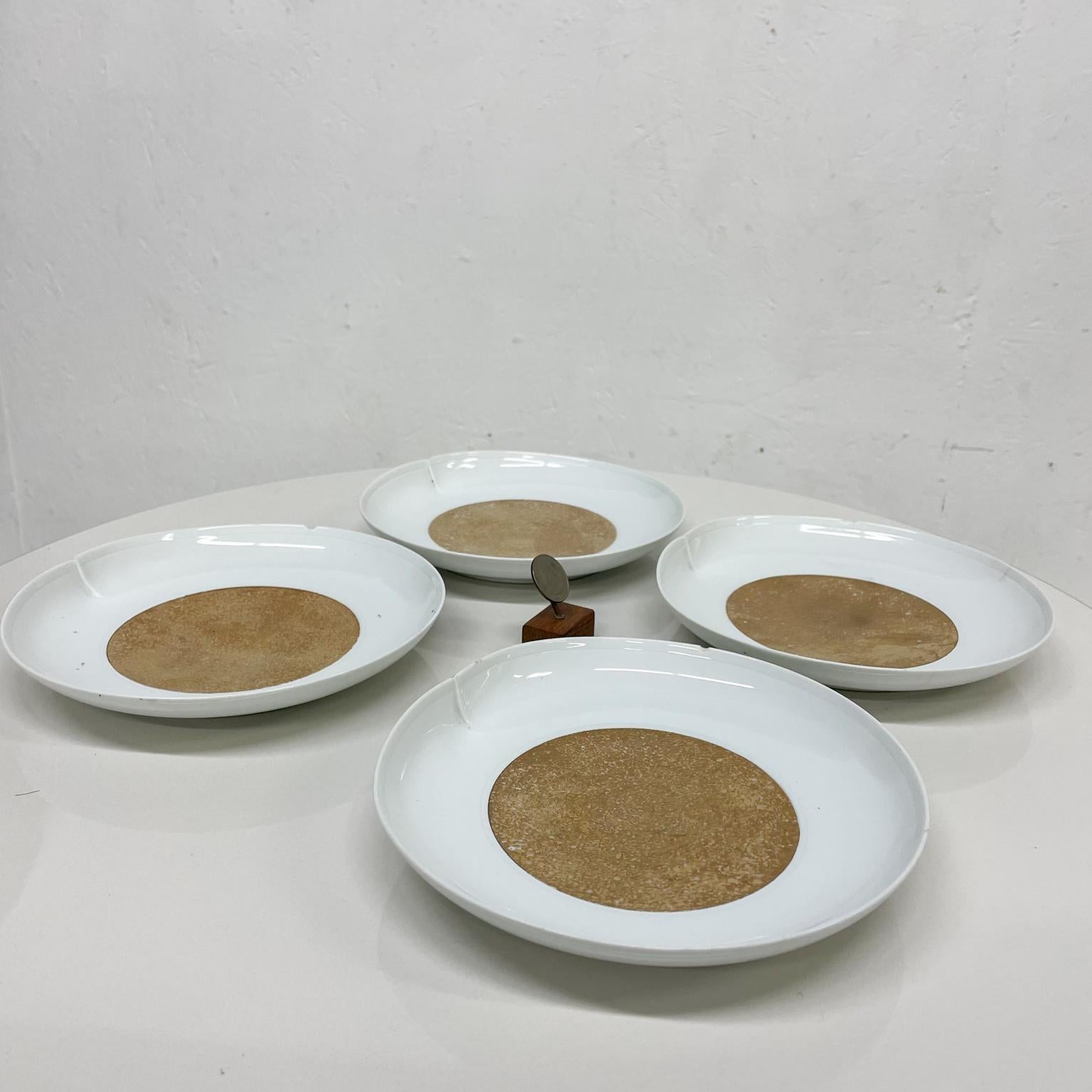 Mid-Century Modern Japanese Midcentury Modern Metallic Gold on White Porcelain Set of Four Plates