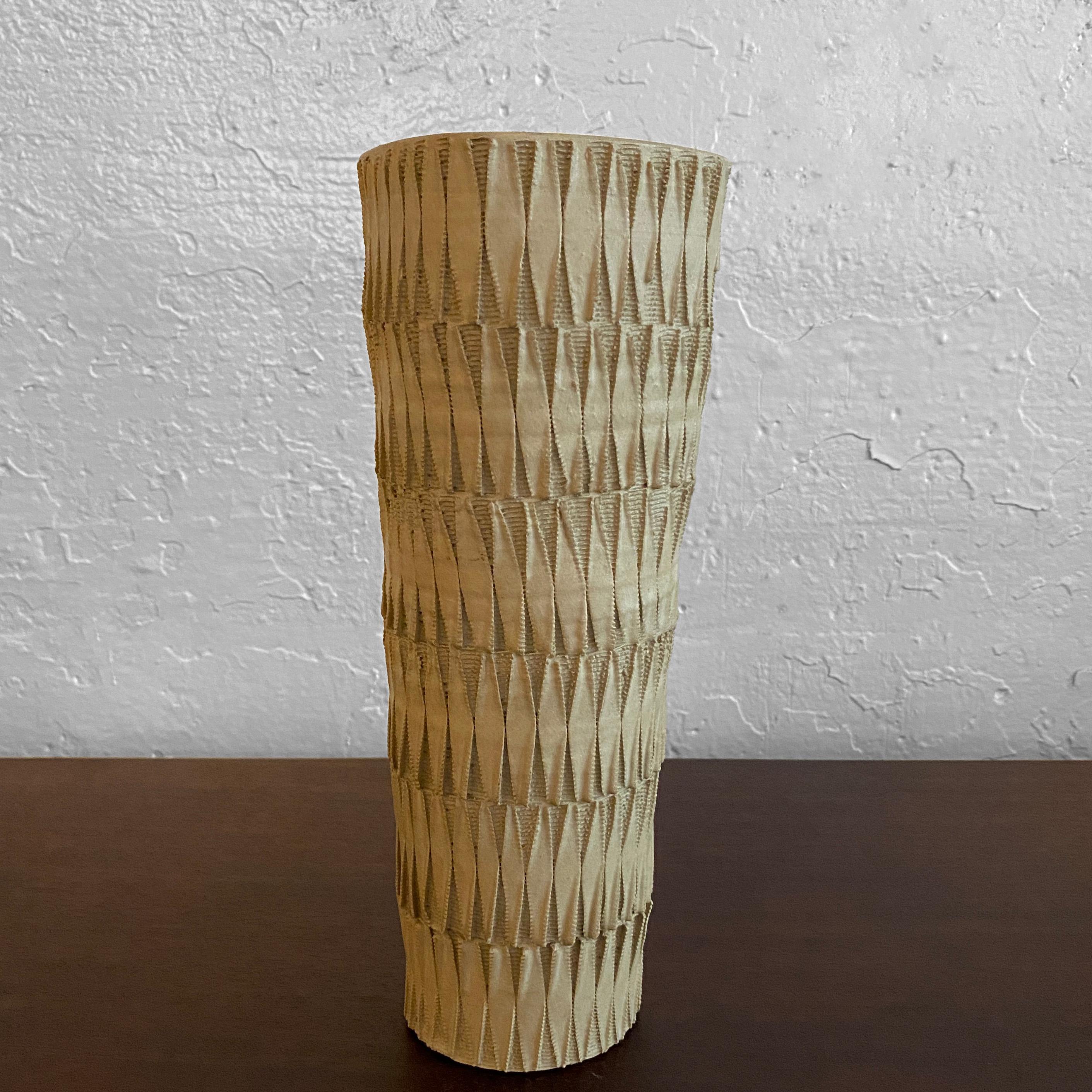 Folk Art Japanese Midcentury Earthenware Art Pottery Vase For Sale